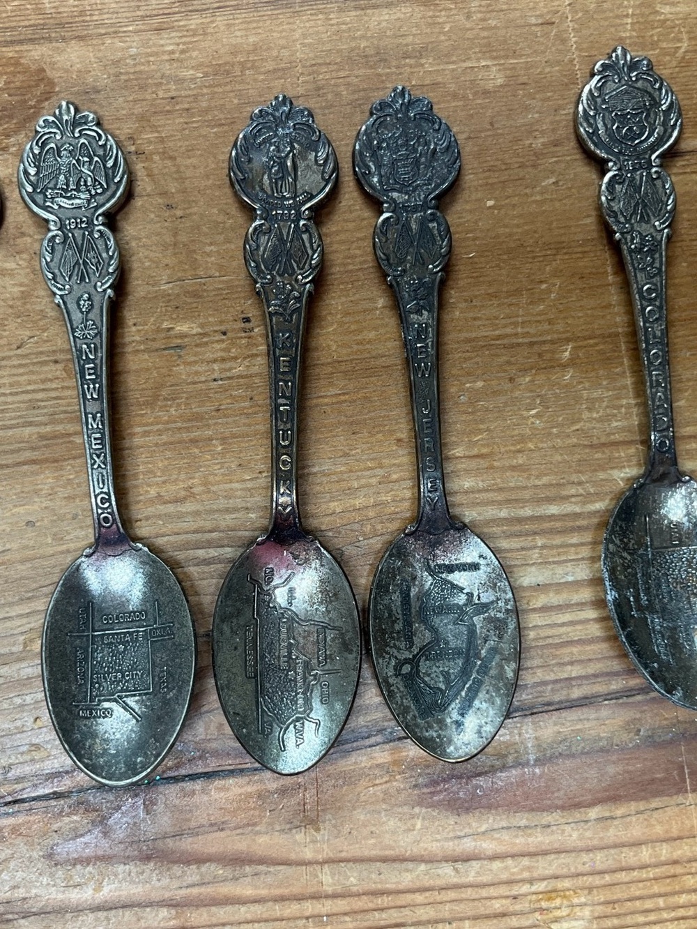 Decorative Vintage-Style Silver Collector Spoons - Set of State Souvenir Spoons